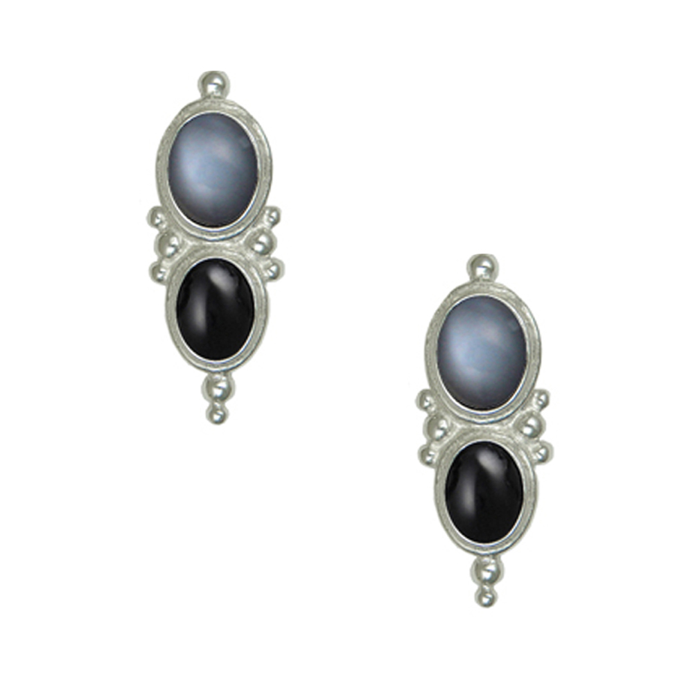 Sterling Silver Drop Dangle Earrings With Grey Moonstone